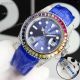 New Rolex Submariner Blue Dial Blue Leather Strap Rolex Rainbow Bezel High Quality Replica Watches 40mm (2)_th.jpg